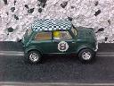 Green mini with white chequered roof
